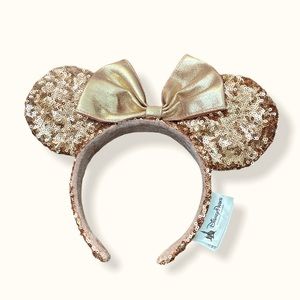 Disney Parks Rose Gold Sequin Minnie Ears Bow